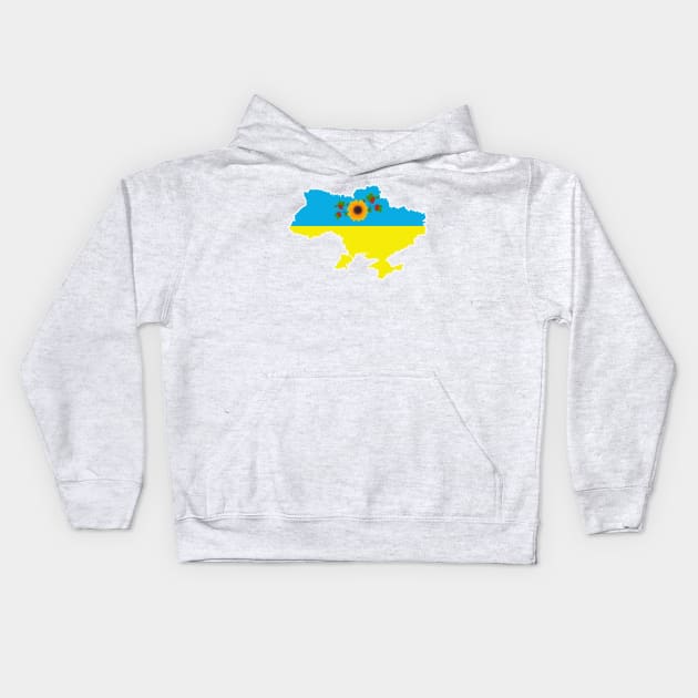 Ukraine map with flower at capital Kids Hoodie by Polikarp308